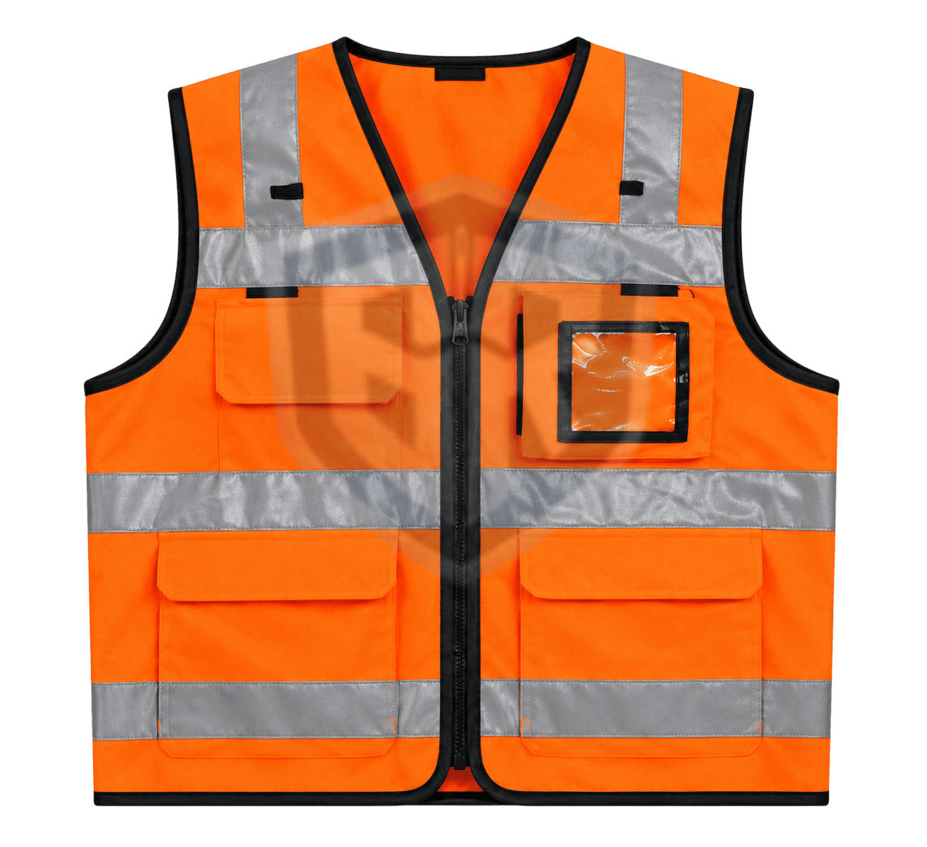 Orange Hi-Vis Reflective Safety Vest – Multi Pocket High Visibility Waistcoat | BARAN-E-REHMAT INDUSTRIES