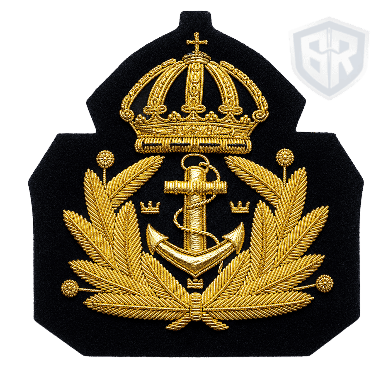 (2) Premium Hand Embroidered Bullion Wire Naval Cap Badge with Royal Crown & Anchor | BARAN-E-REHMAT INDUSTRY