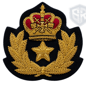 (3) Premium Hand Embroidered Bullion Wire Military Cap Badge with Crown & Star | BARAN-E-REHMAT INDUSTRY