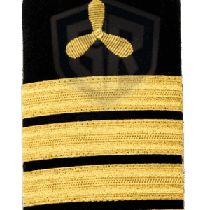 Premium 3 Gold Stripe Merchant Navy Engineering Officer Shoulder Epaulette with Propeller Insignia | Hand Embroidered Bullion Wire | BARAN-E-REHMAT INDUSTRY