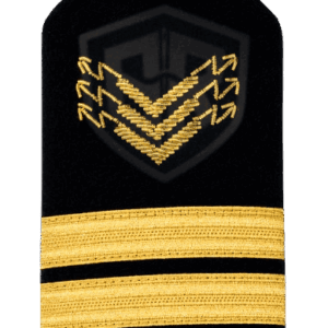 Premium 3 Gold Stripe Merchant Navy Petty Officer Shoulder Epaulette with Chevron Insignia | Hand Embroidered Bullion Wire | BARAN-E-REHMAT INDUSTRY