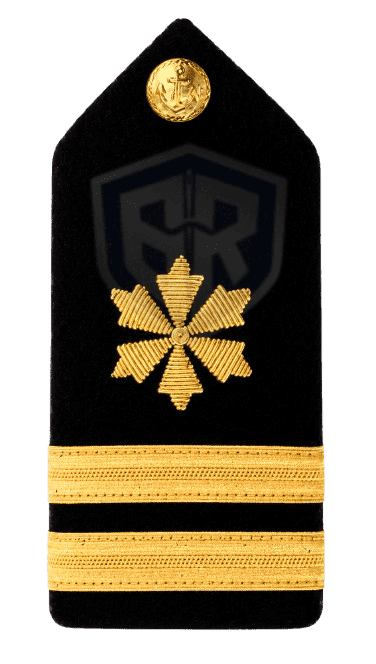 Premium 2 Gold Stripe Merchant Navy Engineering Officer Shoulder Epaulette with Propeller Insignia | Hand Embroidered Bullion Wire | BARAN-E-REHMAT INDUSTRY